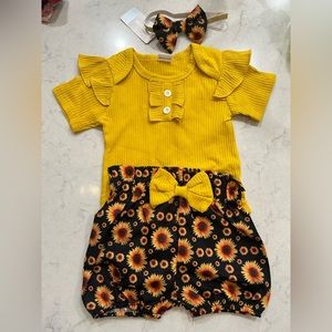 Baby Girl Sunflower Matching Set